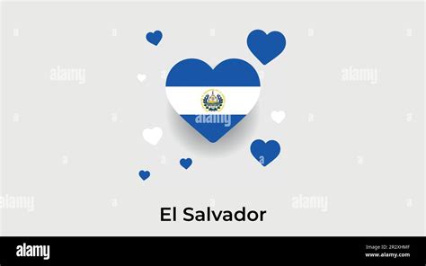 El Salvador Country Heart Love El Salvador National Flag Vector