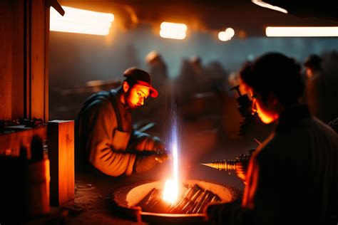 Lexica Dystopian Blacksmith Factory Workers Creating Weapon Items