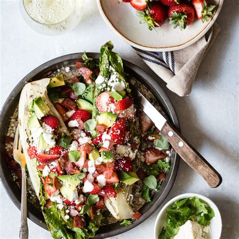 Strawberry Salad Recipe with Grilled Romaine & Cotija Cheese