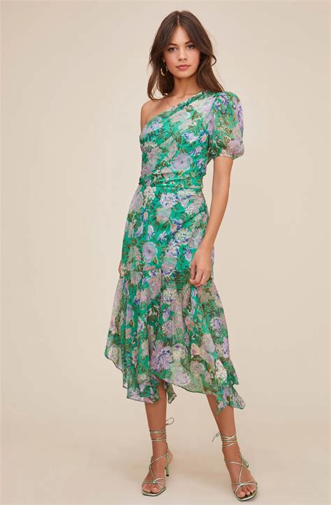 One Shoulder Floral Dress Australia Sequin Dresses