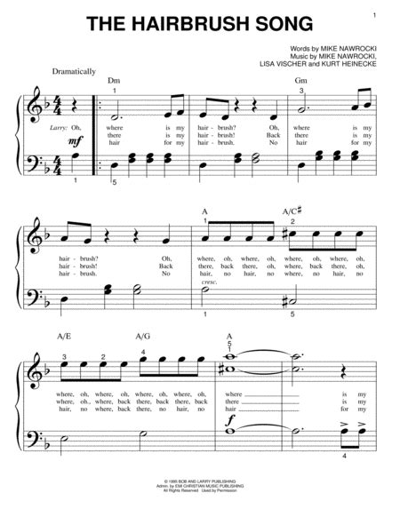 The Hairbrush Song By VeggieTales - Digital Sheet Music For - Download ...