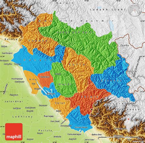 Political Map Of Himachal Pradesh Physical Outside 12300 The Best