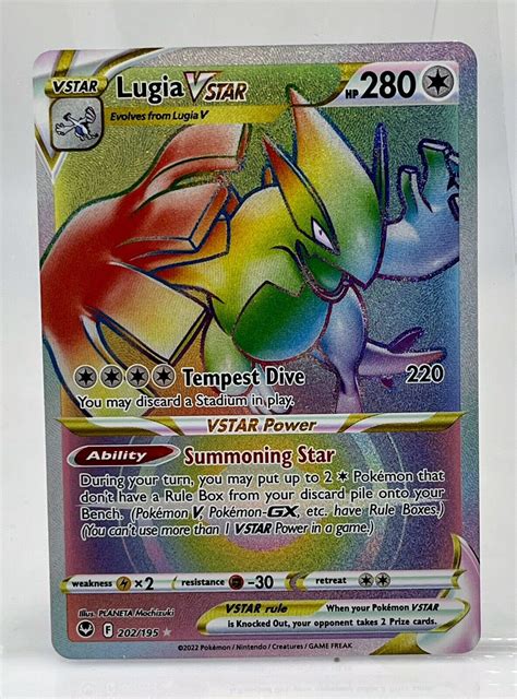 Lugia VSTAR 202 195 Rainbow Secret Rare Silver Tempest Pokemon Card NM