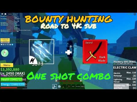 Dark Blade Electric Claw Bounty Hunting Blox Fruits Montage Youtube