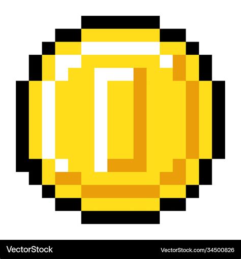 Pixel Art Style Isolated Coin For Retro Royalty Free Vector