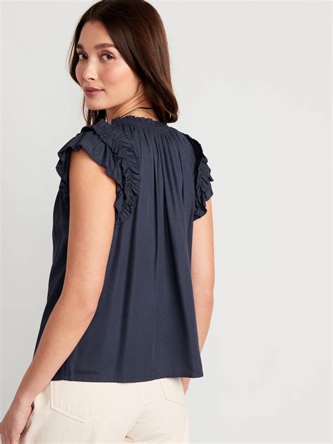 Flutter Sleeve Smocked Swing Blouse For Women Old Navy