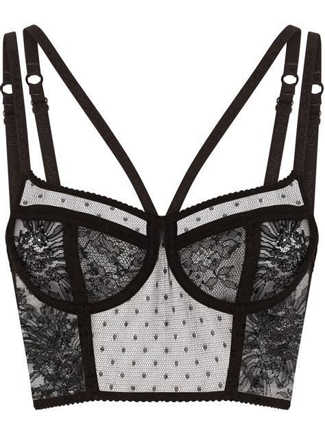 Dolce And Gabbana Lace Bustier Top Black Farfetch Tr