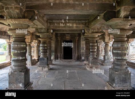 Beautifully Carved Pillars In Brahma Jinalaya Temple Of Lakkundi It Is