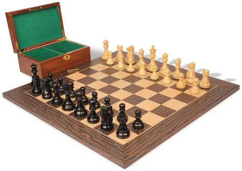 Fischer Spassky Commemorative Chess Set With Ebonized And Boxwood Pieces 3 75 King The Chess