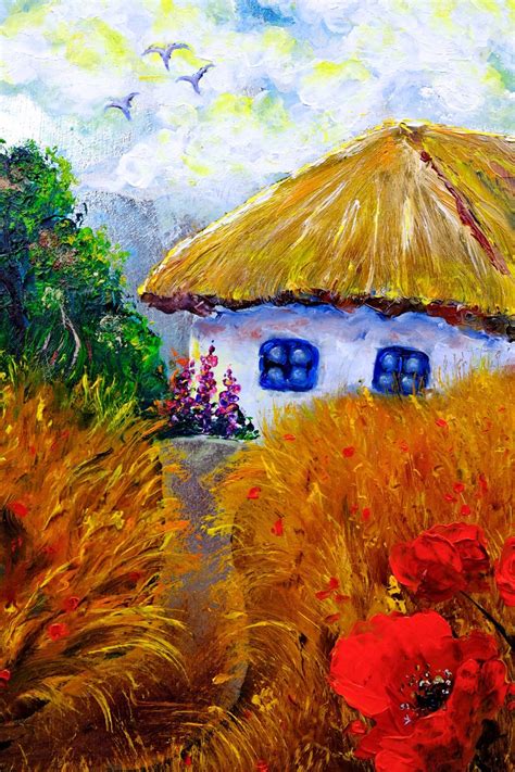 Ukrainian Landscape Painting Original Art Rural Painting - Etsy