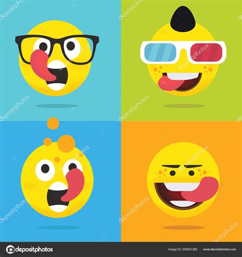 Ilustra O Vetorial Colorida Emoticons Amarelos Cole O Emoji Vetor De