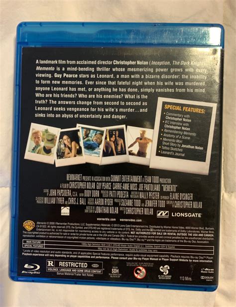 Memento Blu Ray Guy Pierce Carrie Anne Moss EBay