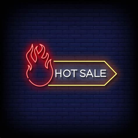 Premium Vector Neon Sign Hot Sale Brick Wall Background Vector