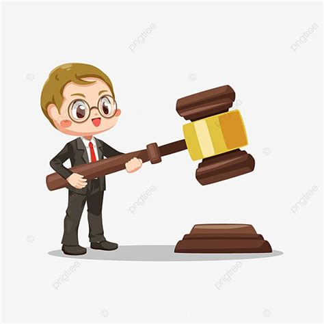 Judges Team With Law Hammer And Justice Scale Cartoon Vector Vector And