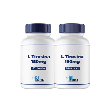 L Tirosina 150mg 60 Cápsulas 2 Potes Pbpharma