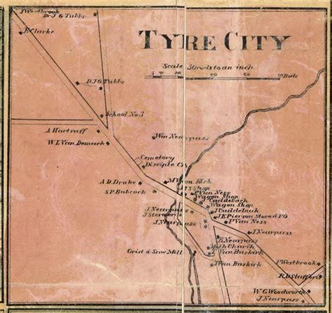 Tyre City Tyre Seneca Co New York 1859 Old Town Map Custom Print
