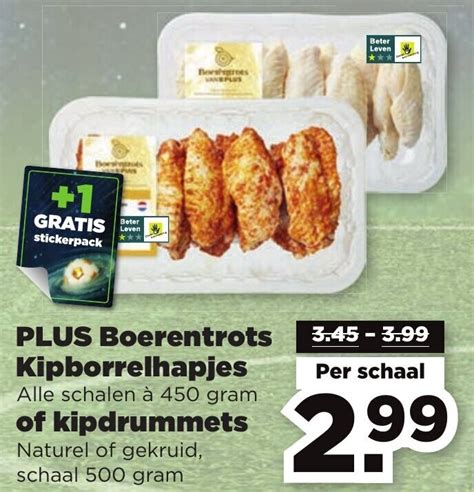 PLUS Boerentrots Kipborrelhapjes 450 Gram Of Kipdrummets 500 Gram