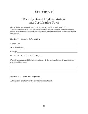 Fillable Online Ujs Sd Appendix D Security Grant Implementation And