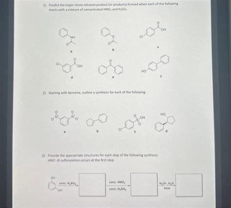 Solved 1 Predict The Major Mono Nitrated Product Or