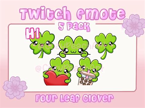 Four Leaf Clover Emote 5 Pack Kawaii Emote Pack Shamrock Emote Irish