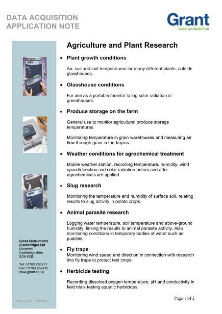 Agriculture And Research Grant Instruments