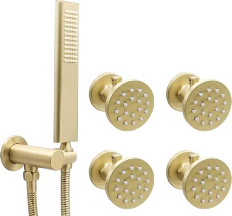 Solid Brass Shower Body Sprays With On Off Switch Adjustable Round