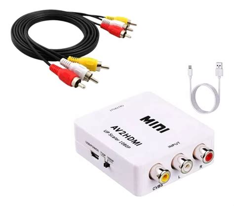 Kit Adaptador Conversor Video Av Para Hdmi Cabo Rca Av