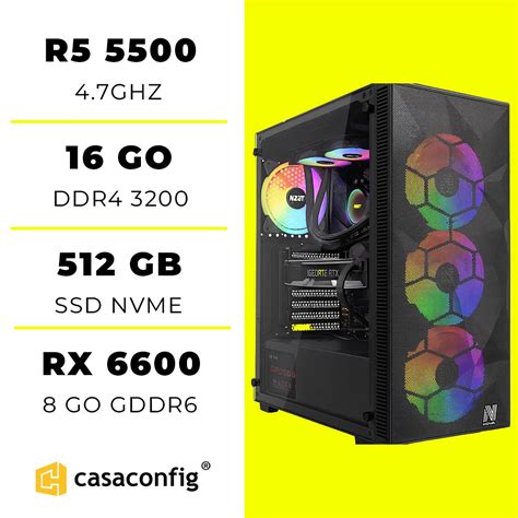 Rx 6600 Ryzen 5 5500 - PC Gamer Ryzen 5 5500/16GB/512GB SSD/RX 6600 - CasaConfig