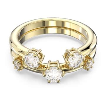 Constella Ring Set 2 Round Cut White Gold Tone Plated Swarovski