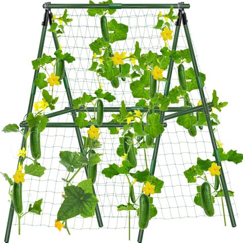 Toccyard 48”x 48”foldable Cucumber Trellis Set A Frame Garden Trellis For Climbing