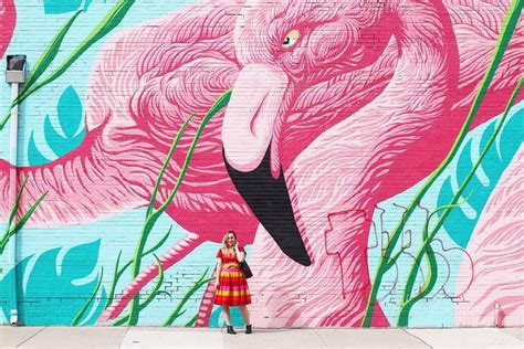 Chicago Flamingo Mural. #chicago #chicagomural #muarl #vintagedress # ...