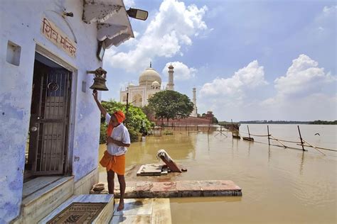 Yamuna River Reaches The Iconic Taj Mahals Outer Walls In India After