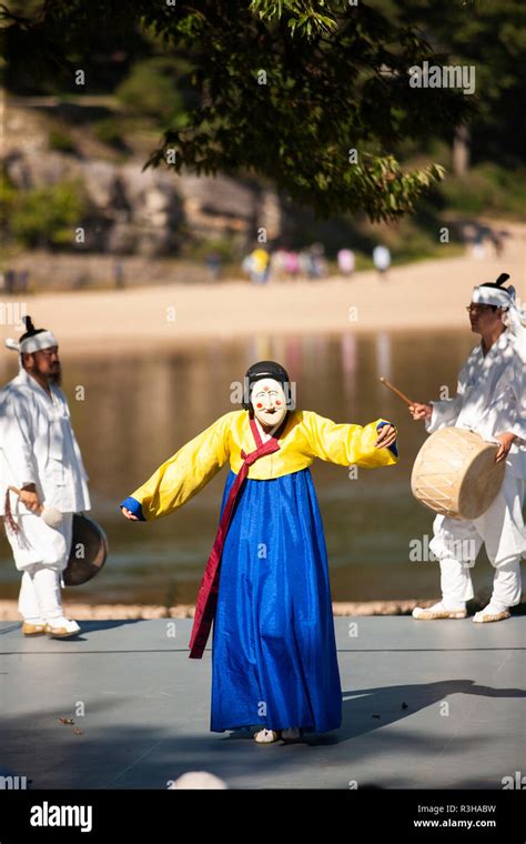 Traditional Masque Performance Talchum Hahoe Mask Dance Drama In