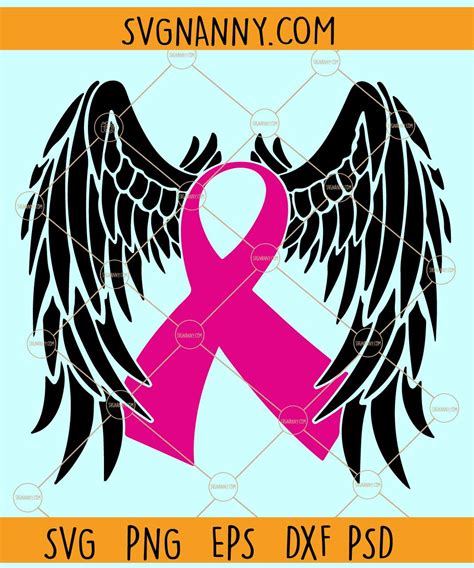 Cancer Ribbon With Wings Clipart