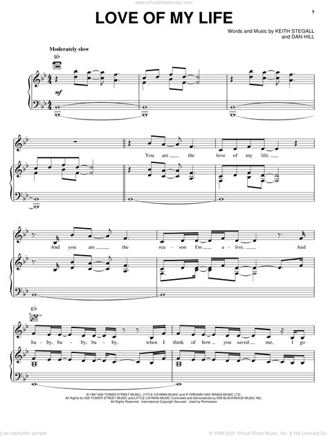 Kershaw Love Of My Life Sheet Music For Voice Piano Or Guitar