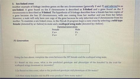 Solved 3 Sex Linked Cross Another Example Of Linkage Chegg