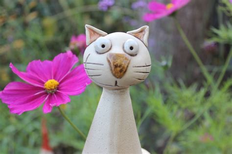 Katze Minka Kater Gartenkeramik Gartendekoration Etsy De