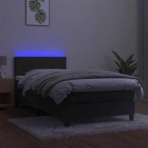 Omabeta Lits Cadres De Lit Sommier Tapissier Et Matelas Et Led Gris