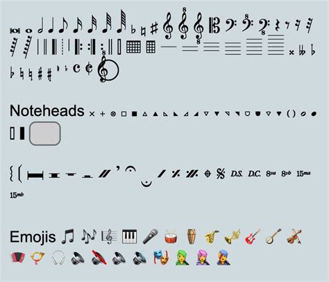 Many Music Note Symbols And Instrument Emojis Emoji Set Text Symbols