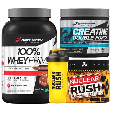 Combo Whey Protein Creatina G Pr Treino Coqueteleira Submarino