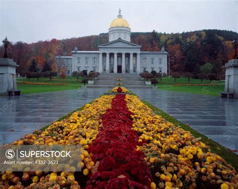 USA Vermont Montpelier Vermont State Capitol Building On Rainy