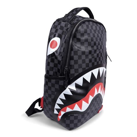 Sprayground Checkered Shark Backpack In Black And Grey Bambinifashion