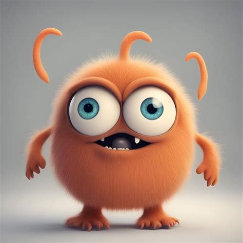 Premium Photo Funny Cartoon Monster With Big Eyes 3d Render Illustration