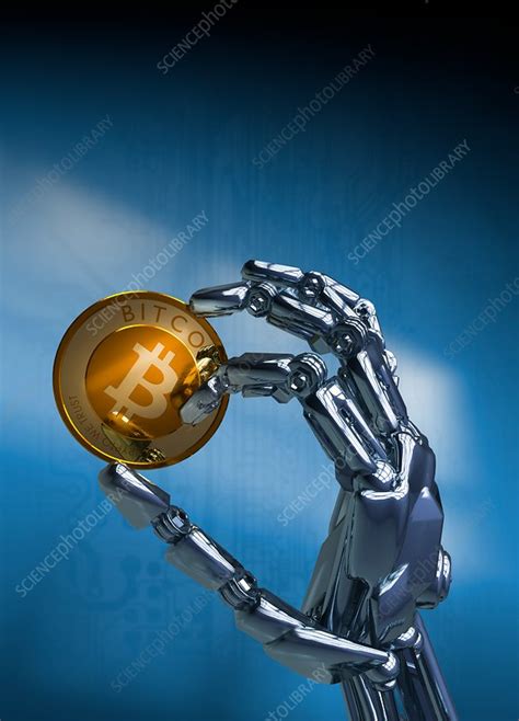 Robotic Hand Holding Bitcoin Illustration Stock Image F019 2811