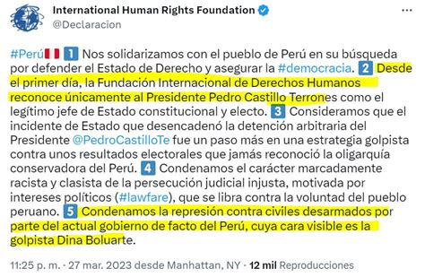 Jose Luis Galarreta Benavides On Twitter International Human Rights