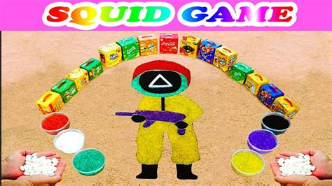 Experiment How To Make Rainbow Squid Game With Mentos Vs Colorful