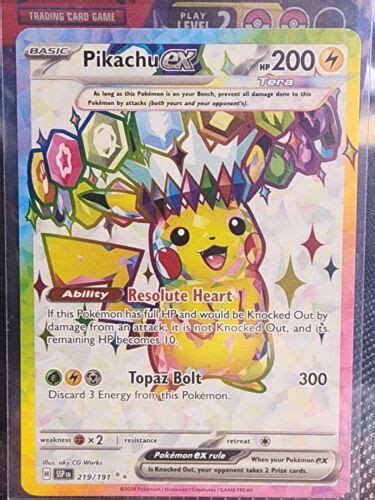 Pokemon Surging Sparks Pikachu Ex Full Art 219191 English Ebay