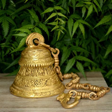 Brass Decorative Hanging Bell Spiritual Decor For Home And Temple