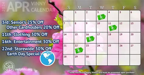 April 2024 Vinny Card Calendar Fond Du Lac Sales And Events