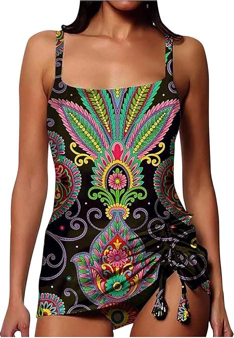 Famlhewo Women Vintage Swimsuit Two Piece Retro Ruched High Waist One Piece Bikini At Amazon